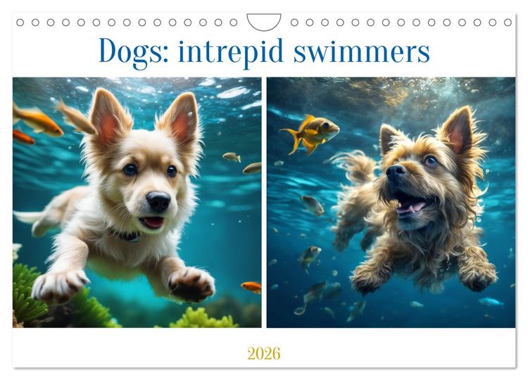 Produktbild: Dogs: intrepid swimmers (Wall Calendar 2026 DIN A4 landscape), CALVENDO 12 Month Wall Calendar