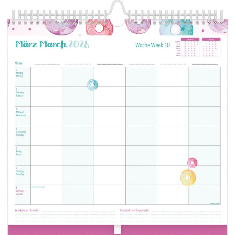 Produktbild: Familien Wochenkalender Dots 2026 - Familien-Timer - Termin-Planer - Kinder-Kalender - Familien-Kalender - 30,5x30,5