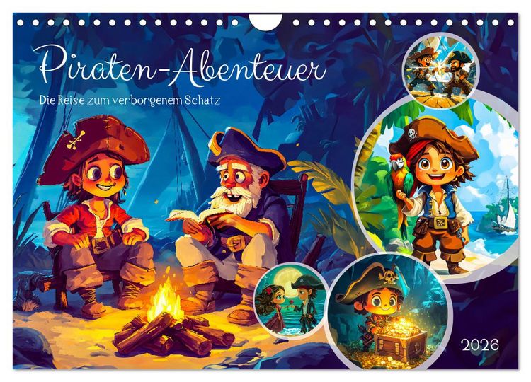Produktbild: Piraten-Abenteuer - Die Reise zum verborgenen Schatz (Wandkalender 2026 DIN A4 quer), CALVENDO Monatskalender