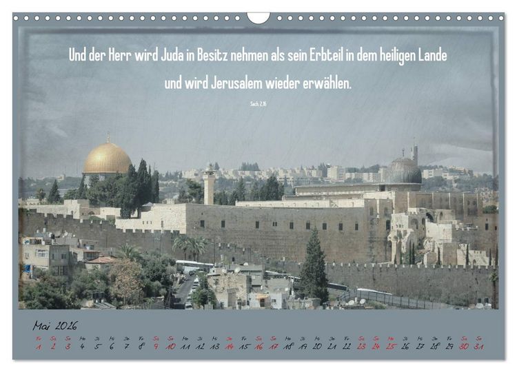 Produktbild: Mit der Bibel in der Hand durch das Heilige Land - Jerusalem (Wandkalender 2026 DIN A3 quer), CALVENDO Monatskalender