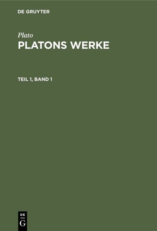 Produktbild: Platons Werke. Teil 1, Band 1