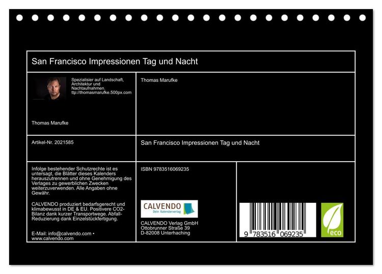 Produktbild: San Francisco Impressionen Tag und Nacht (Tischkalender 2026 DIN A5 quer), CALVENDO Monatskalender