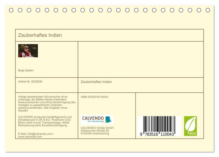 Produktbild: Zauberhaftes Indien (Tischkalender 2026 DIN A5 quer), CALVENDO Monatskalender