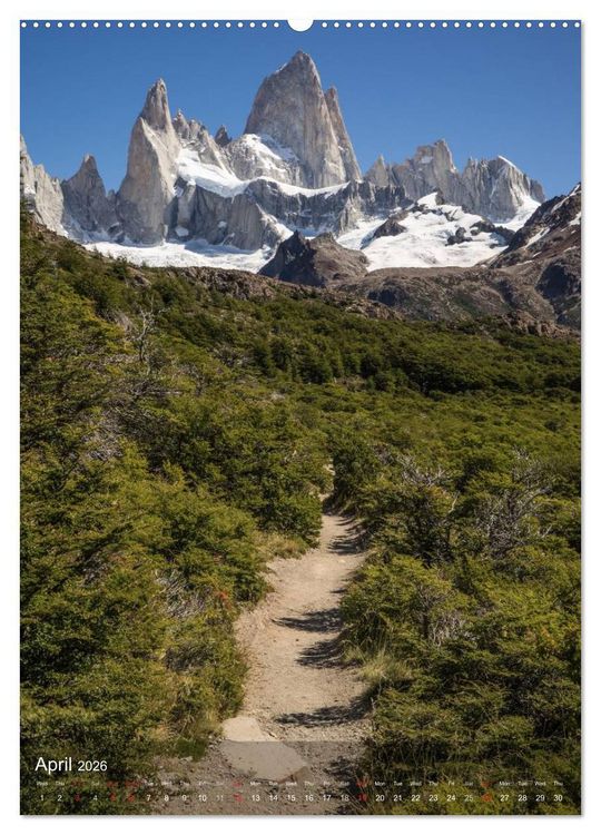 Produktbild: Majestic Mountains Cerro Torre & Fitzroy Patagonia / UK-Version (High Quality Premium Wall Calendar 2026 DIN A2 portrait),CALVENDO 12 Month Wall Calendar