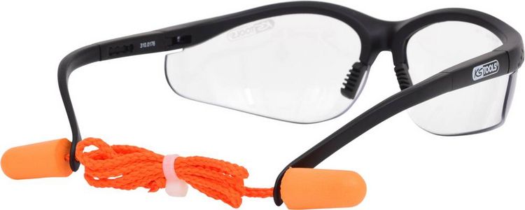 Produktbild: KS Tools Schutzbrille-transparent, mit Ohrst&ouml;psel 310.0176