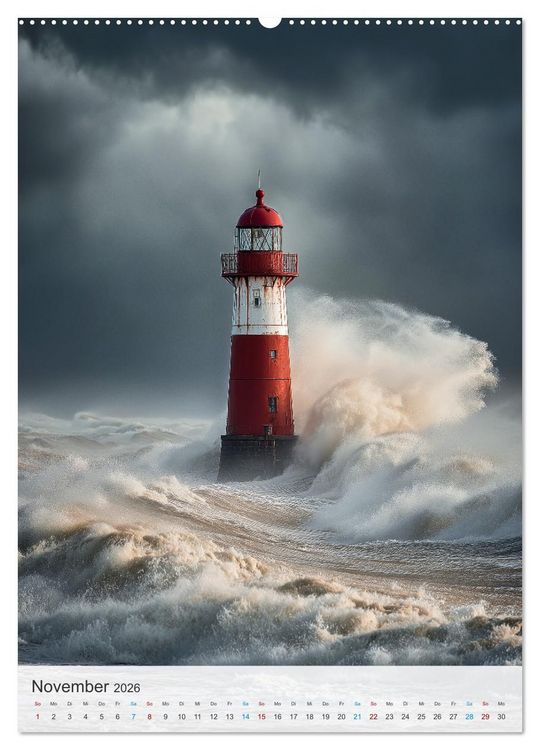 Produktbild: Leuchtturm-Fan (hochwertiger Premium Wandkalender 2026 DIN A2 hoch), Kunstdruck in Hochglanz