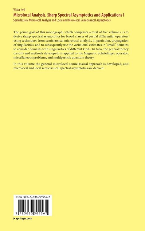 Produktbild: Microlocal Analysis, Sharp Spectral Asymptotics and Applications I