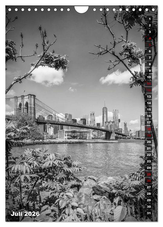 Produktbild: NEW YORK CITY Monochrome Stadtansichten (Wandkalender 2026 DIN A4 hoch), CALVENDO Monatskalender