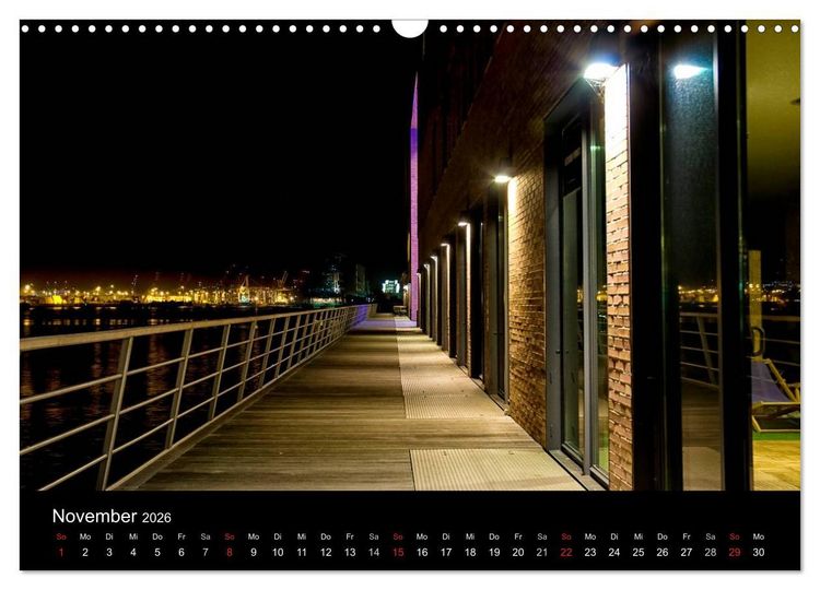 Produktbild: hamburg - night views (Wandkalender 2026 DIN A3 quer), CALVENDO Monatskalender