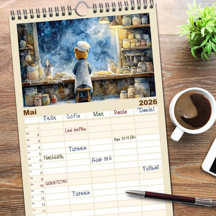 Produktbild: Familienplaner 2026 - Das geheime Leben flauschiger Freunde mit 5 Spalten (Wandkalender, 21 x 45 cm) CALVENDO