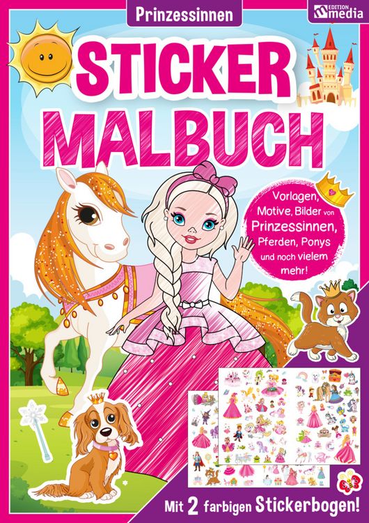 Produktbild: Sticker Malbuch - Prinzessinnen, Pferde, Ponys