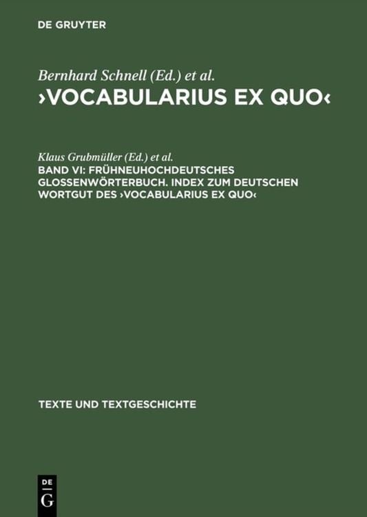 Produktbild: Frühneuhochdeutsches Glossenwörterbuch. Index zum deutschen Wortgut des ›Vocabularius Ex quo‹