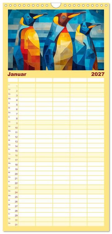 Produktbild: Familienplaner 2027 - Nordlicht in Facetten. Die Arktis in geometrischer Bildsprache mit 5 Spalten (Wandkalender, 21 x 45 cm) CALVENDO