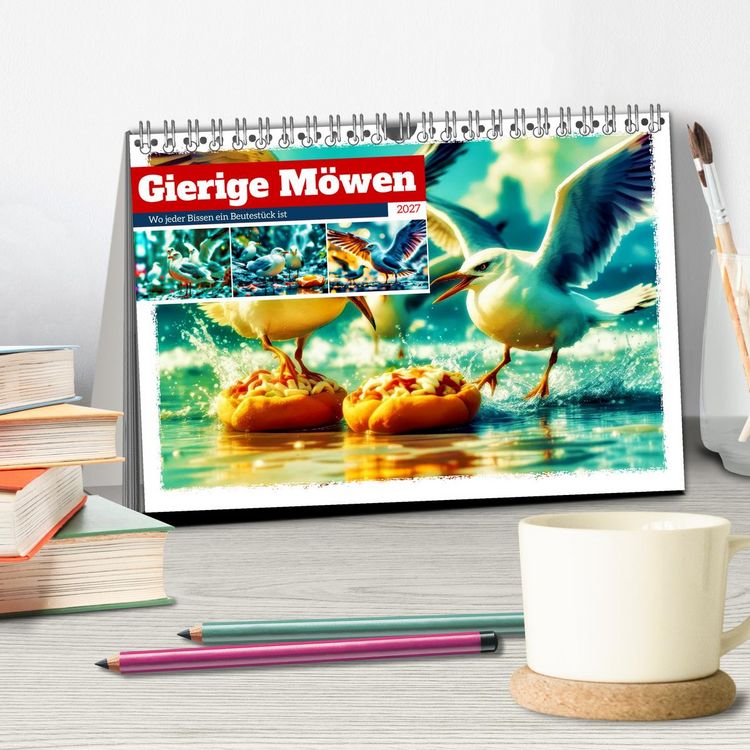 Produktbild: Gierige M&ouml;wen (Tischkalender 2027 DIN A5 quer), CALVENDO Monatskalender