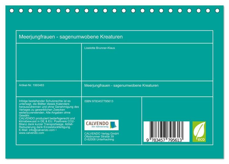 Produktbild: Meerjungfrauen - sagenumwobene Kreaturen (Tischkalender 2026 DIN A5 quer), CALVENDO Monatskalender
