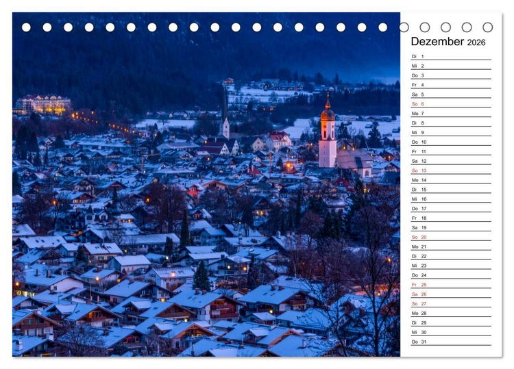Produktbild: Garmisch-Partenkirchen - Bayerischer Charme im Werdenfelser Land (Tischkalender 2026 DIN A5 quer), CALVENDO Monatskalender