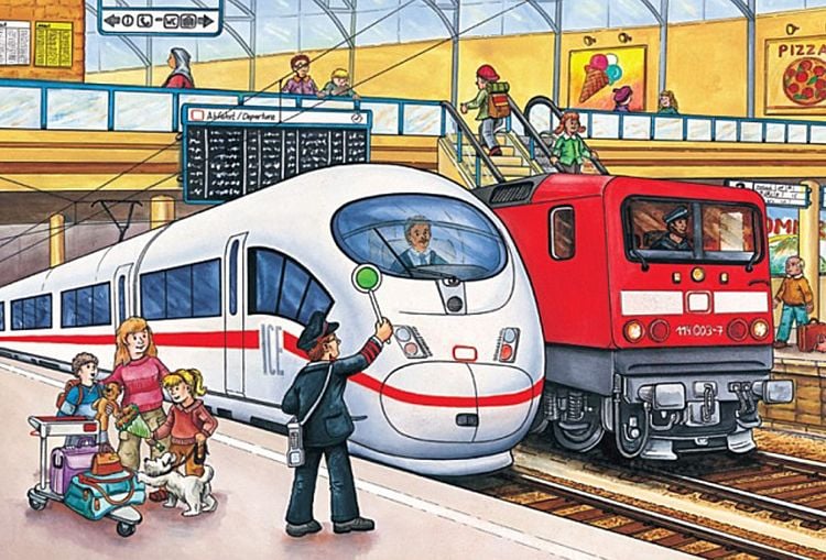 Produktbild: Puzzle Box Schmidt Spiele Verkehrsmittel im Metallkoffer 2x26, 2x48 Teile