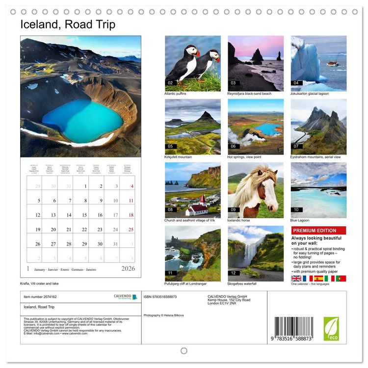 Produktbild: Iceland, Road Trip (Wall Calendar 2026 12 &times; 12 Inch) CALVENDO 12 Month Wall Calendar