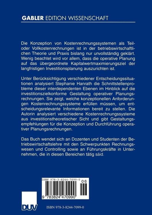 Produktbild: Investitionszielkonforme Kostenrechnung