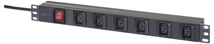 Produktbild: Sygonix SY-6736982 Steckdosenleiste 19 Zoll 6fach Schwarz Schutzkontakt 1St.