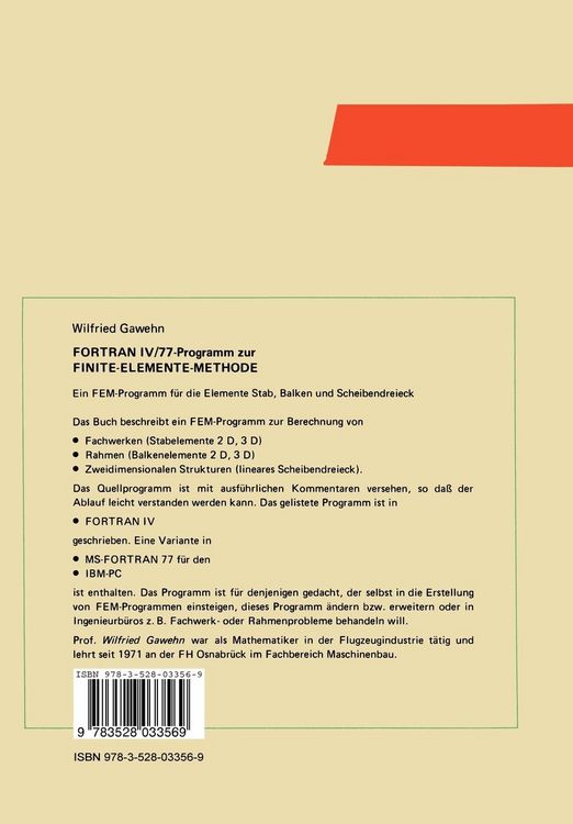 Produktbild: FORTRAN IV/77-Programm zur Finite-Elemente-Methode