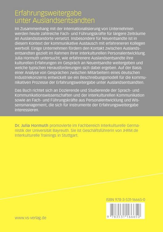 Produktbild: Erfahrungsweitergabe unter Auslandsentsandten