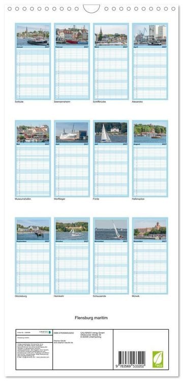 Produktbild: Familienplaner 2027 - Flensburg maritim mit 5 Spalten (Wandkalender, 21 x 45 cm) CALVENDO