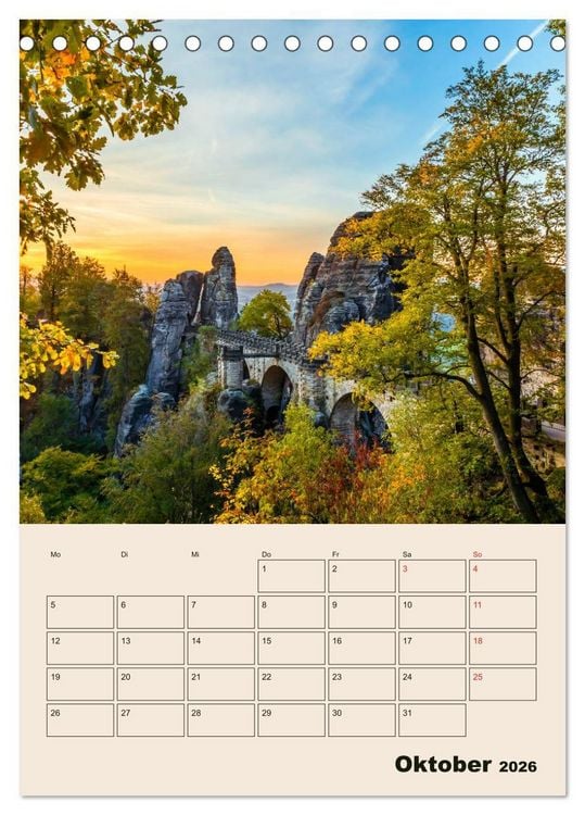 Produktbild: Zauberhafte S&auml;chsische Schweiz (Tischkalender 2026 DIN A5 hoch), CALVENDO Monatskalender
