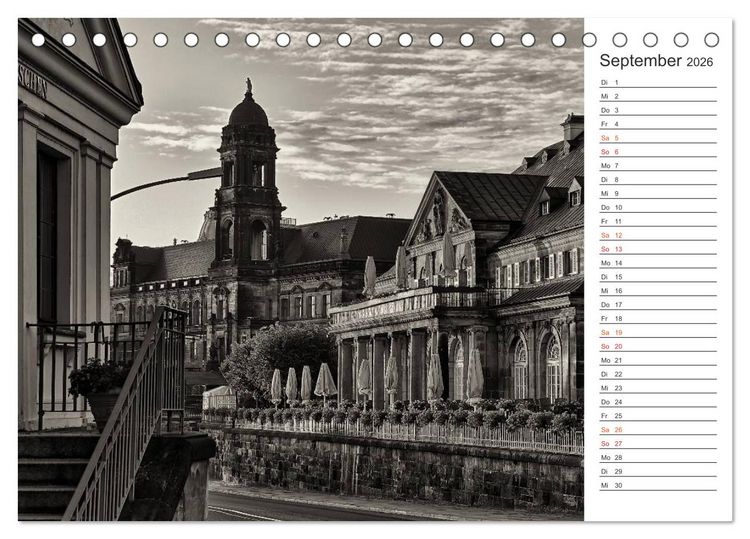 Produktbild: Dresden Schwarz-Wei&szlig; (Tischkalender 2026 DIN A5 quer), CALVENDO Monatskalender