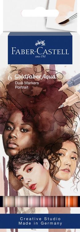 Produktbild: Faber-Castell Tuschestift Dual Marker Goldfaber Aqua, Portrait, 6er Set