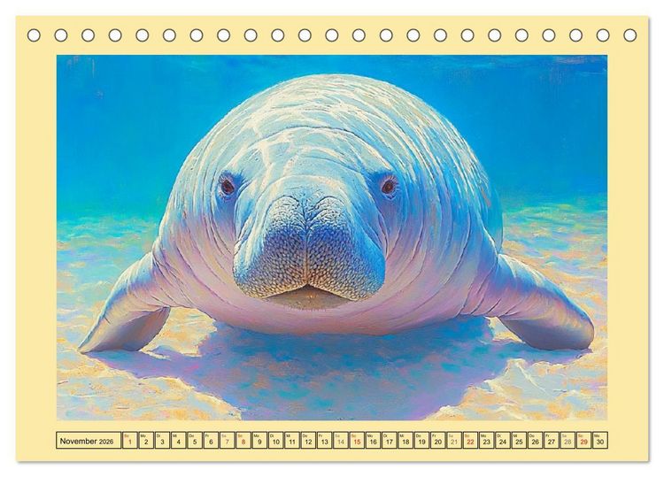 Produktbild: Manatee Paintings. Rundschwanzseek&uuml;he im &Ouml;lgem&auml;lde-Stil (Tischkalender 2026 DIN A5 quer), CALVENDO Monatskalender