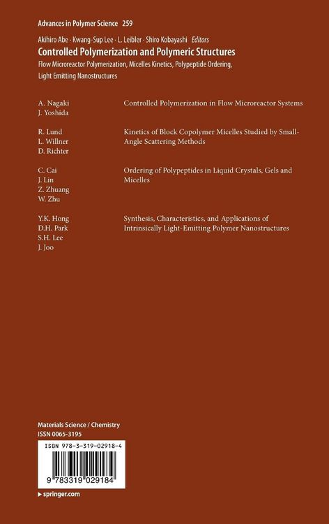 Produktbild: Controlled Polymerization and Polymeric Structures