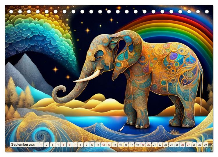 Produktbild: Tiere aus Regenbogenfarben (Tischkalender 2026 DIN A5 quer), CALVENDO Monatskalender