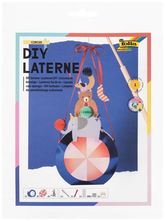 Produktbild: FOLIA Bastelartikel DIY Laterne Circus, inkl. 1 LED-Licht und Batterien