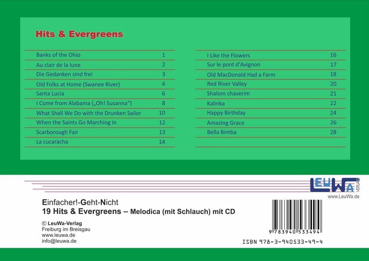 Produktbild: Einfacher!-Geht-Nicht: 19 Hits & Evergreens &ndash; f&uuml;r MELODICA (mit Schlauch) mit CD