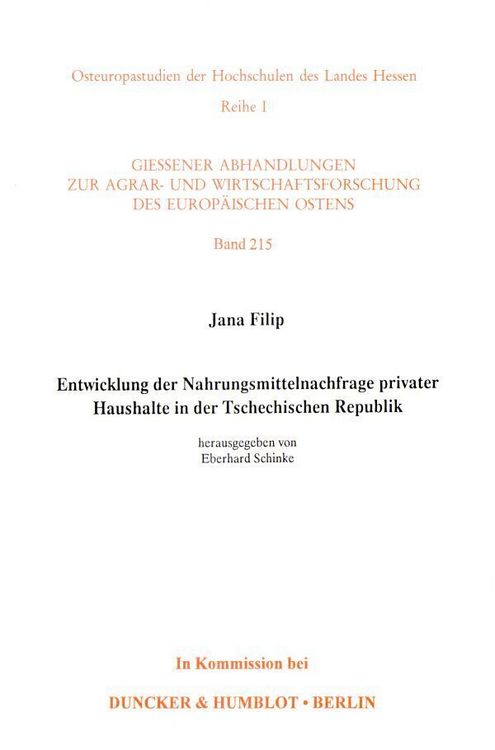 Produktbild: Entwicklung der Nahrungsmittelnachfrage privater Haushalte in der Tschechischen Republik.