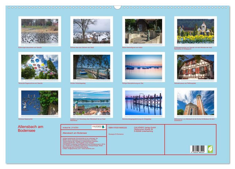Produktbild: Allensbach am Bodensee (Wandkalender 2026 DIN A2 quer), CALVENDO Monatskalender