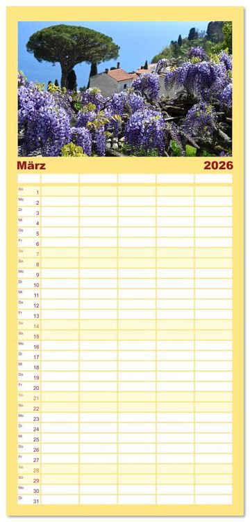 Produktbild: Familienplaner 2026 - Sehnsuchtsort Amalfik&uuml;ste mit 5 Spalten (Wandkalender, 21 x 45 cm) CALVENDO