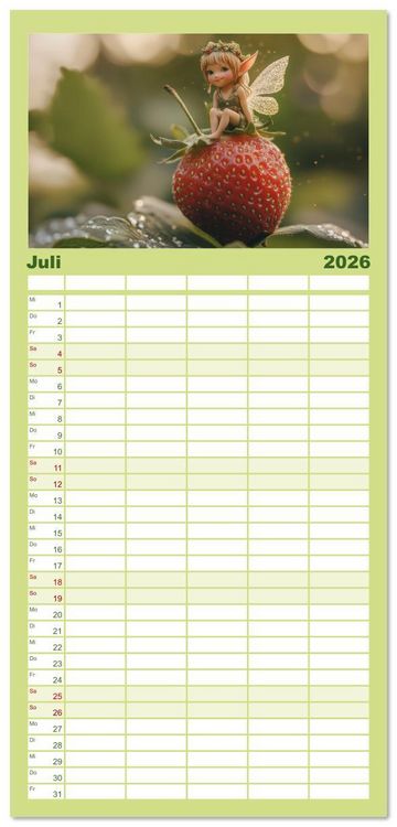 Produktbild: Familienplaner 2026 - Niedliche Naturwesen mit 5 Spalten (Wandkalender, 21 x 45 cm) CALVENDO