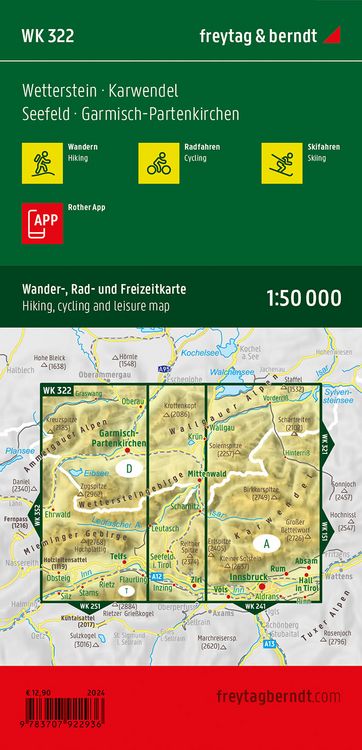 Produktbild: freytag & berndt Wanderkarte WK 322 Wetterstein - Karwendel, Seefeld - Garmisch-Partenkirchen 1:50.000