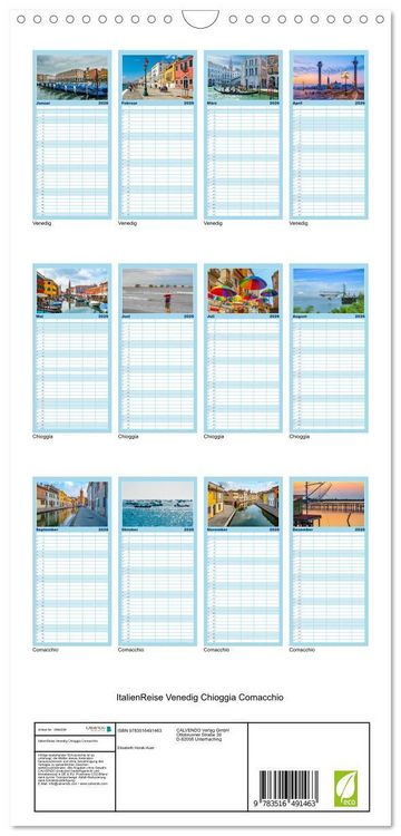 Produktbild: Familienplaner 2026 - ItalienReise Venedig Chioggia Comacchio mit 5 Spalten (Wandkalender, 21 x 45 cm) CALVENDO