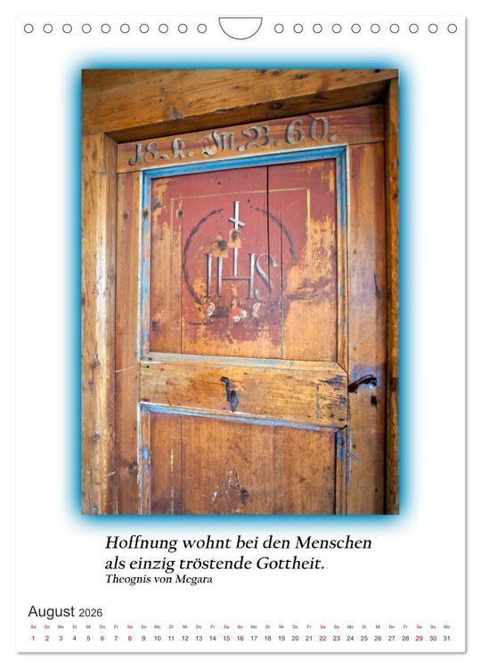 Produktbild: T&uuml;ren mit Philosophischen Gedanken (Wandkalender 2026 DIN A4 hoch), CALVENDO Monatskalender
