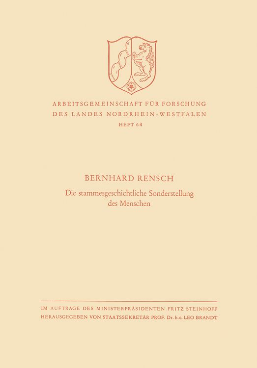Bild vom Artikel Die stammesgeschichtliche Sonderstellung des Menschen vom Autor Bernhard Rensch