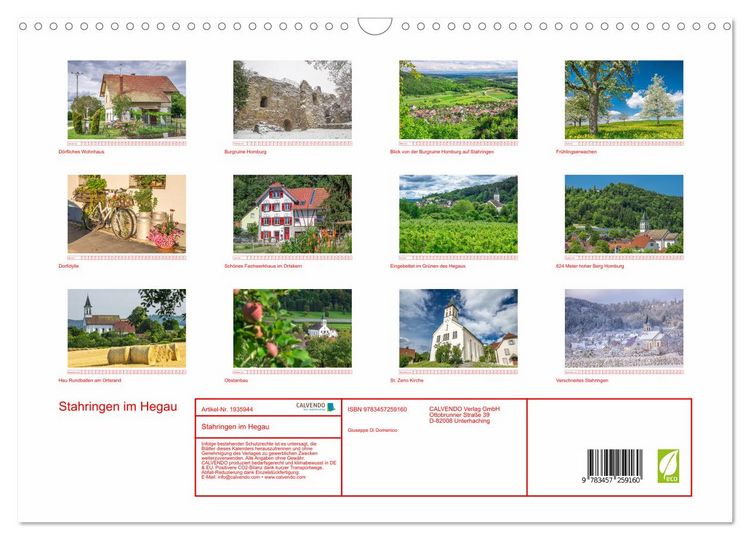 Produktbild: Stahringen im Hegau (Wandkalender 2026 DIN A3 quer), CALVENDO Monatskalender