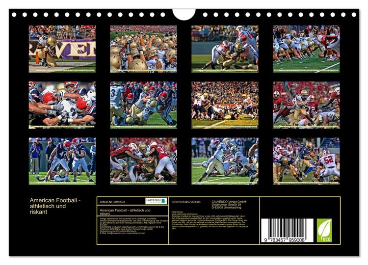 Produktbild: American Football - athletisch und riskant (Wandkalender 2026 DIN A4 quer), CALVENDO Monatskalender