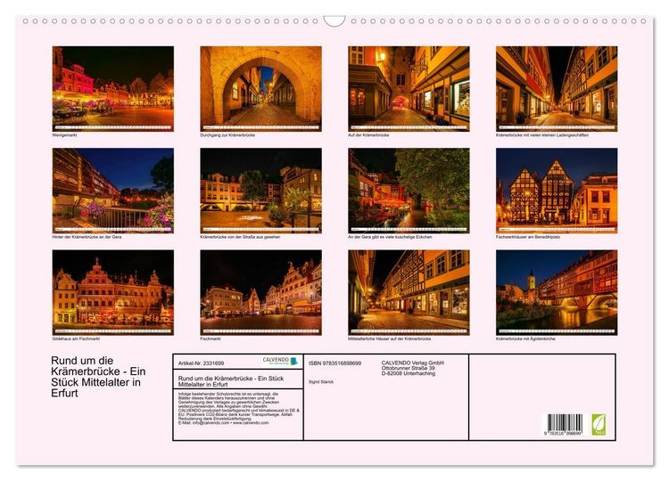 Produktbild: Rund um die Kr&auml;merbr&uuml;cke - Ein St&uuml;ck Mittelalter in Erfurt (Wandkalender 2027 DIN A2 quer), CALVENDO Monatskalender