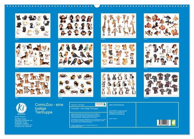 Produktbild: ComicZoo - eine lustige Tiertruppe (Wandkalender 2026 DIN A2 quer), CALVENDO Monatskalender