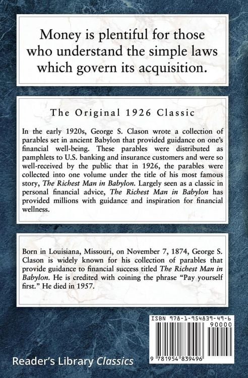 Produktbild: The Richest Man in Babylon - The Original 1926 Classic (Reader's Library Classics)