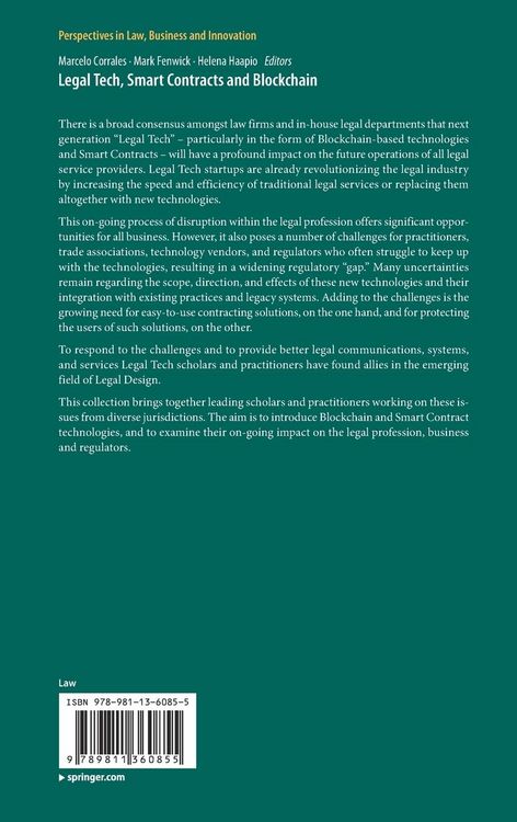 Produktbild: Legal Tech, Smart Contracts and Blockchain