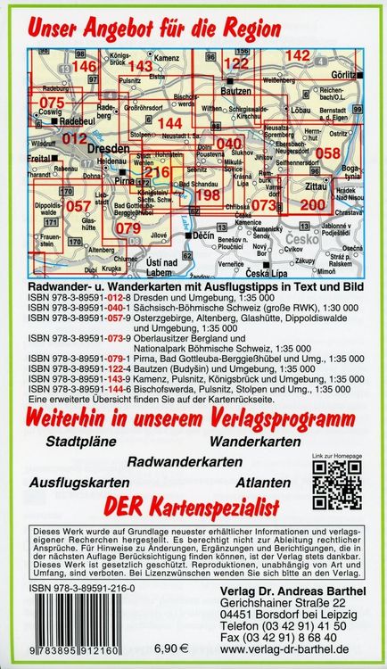 Produktbild: Radwander- und Wanderkarte K&ouml;nigstein, Kurort Rathen und Umgebung 1 : 20 000